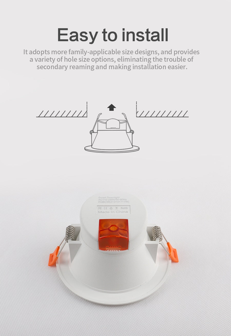 Benexmart Zigbee Tuya LED Dimmable Downlight for Ceiling Round Recessed Lamp Alexa Google Home Work with Homekit via ZMHK-01 Hub