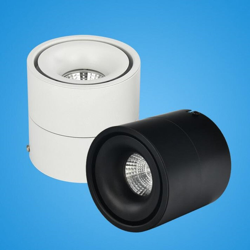 Surface Mounted 15W 20W COB LED Dimmable Adjustable Recessed Ceiling Lamps Indoor Spot Downlights Black/White Body Free Shipping