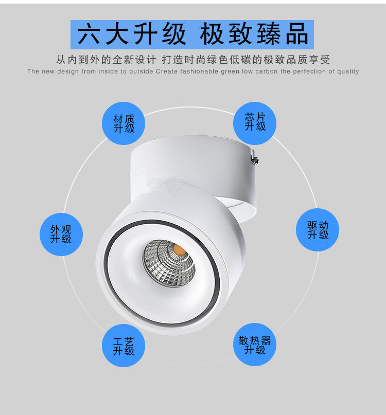 Surface Mounted 15W 20W COB LED Dimmable Adjustable Recessed Ceiling Lamps Indoor Spot Downlights Black/White Body Free Shipping