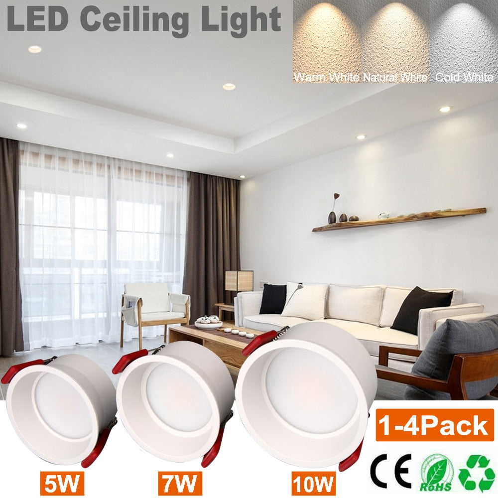 Anti-Glare LED Downlight Recessed 5W 7W 10W LED Spot Light Ceiling Lamp AC85-265V Bedroom Cafe Indoor Decoration LED Light D30