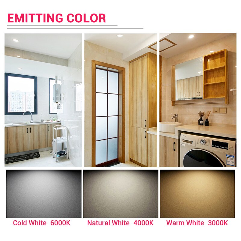 LED Downlight Waterproof IP65 3W 5W 7W 9W 12W 15W Warm Natural Cold White Spot Lamp AC 220V 230V 240V Indoor Lighting