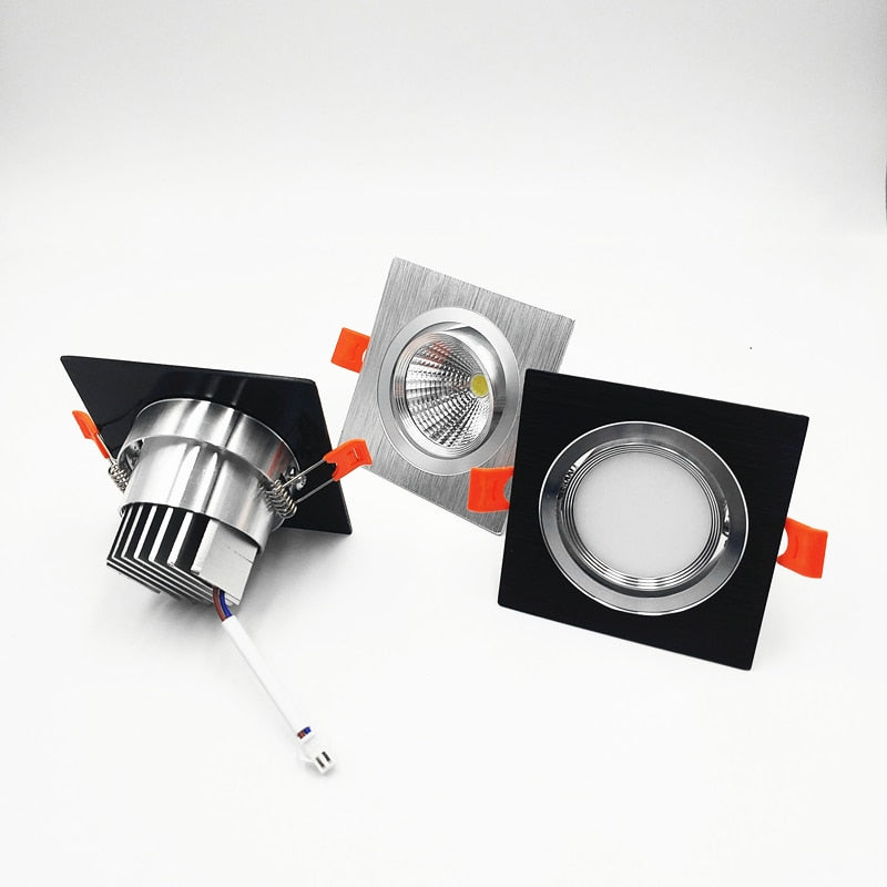 Square Recessed Dimmable COB LED Downlights 7W 9W 12W LED Ceiling Spot Lights AC85-265V LED Ceiling Lamps Indoor Lighting