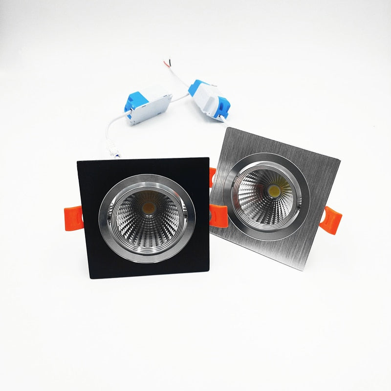 Square Recessed Dimmable COB LED Downlights 7W 9W 12W LED Ceiling Spot Lights AC85-265V LED Ceiling Lamps Indoor Lighting