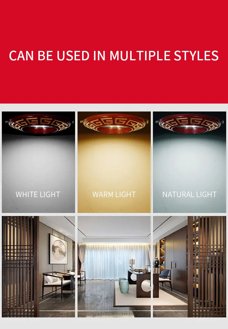 FLKL Chinatown Chinese Style LED Downlight 3W 5W Household Aluminum Alloy And Resin Material Embedded LED Downlight