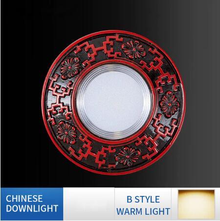 FLKL Chinatown Chinese Style LED Downlight 3W 5W Household Aluminum Alloy And Resin Material Embedded LED Downlight