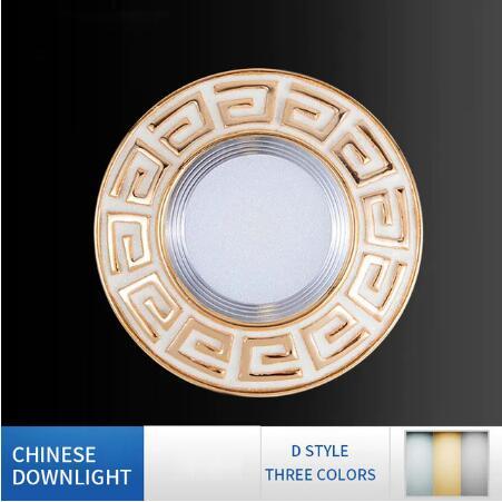 FLKL Chinatown Chinese Style LED Downlight 3W 5W Household Aluminum Alloy And Resin Material Embedded LED Downlight