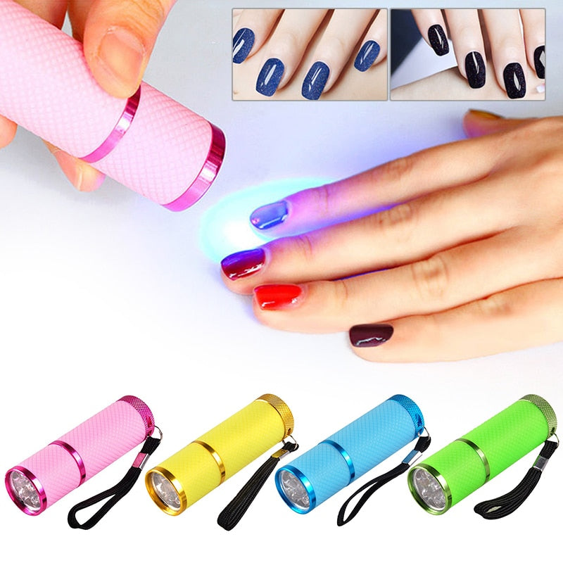 LED Flashlight UV Lamp Portable for Nail Gel Fast Dryer Cure 4 Colors Nail Dryer Mini LED Downlights Makeup Tools 12w 8.7* 2.6cm