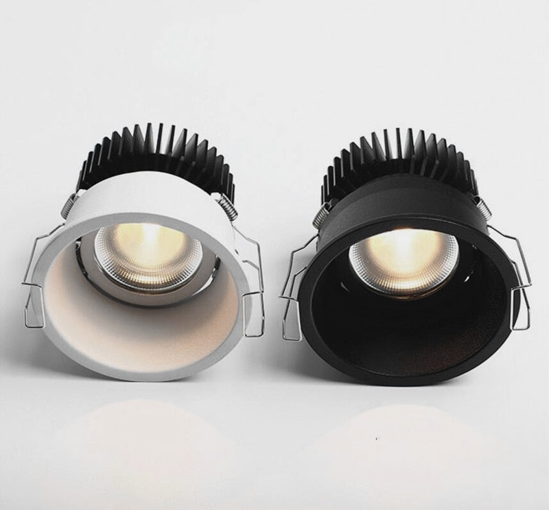 Narrow Border Anti-glare Dimmable Recessed COB LED Downlights AC85-265V 9W 12W 15W 20W LED Ceiling Lamps Hotel Villa Lighting