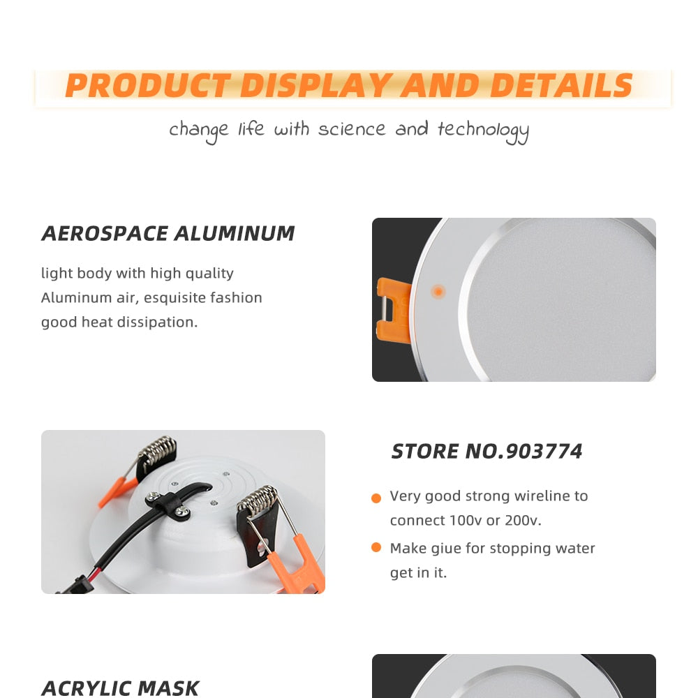 LED Dimmable Waterproof Recessed Downlight 5W 7W 9W LED Spot Light Ceiling Lamp Home Lighting AC 110V 220V For For Bathroom Lamp