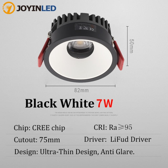 Dimmable LED Downlight 7W Anti-Glare led Ceiling Lamp AC 220V 110V LED Spot Lighting Bedroom Kitchen led Recessed Downlight