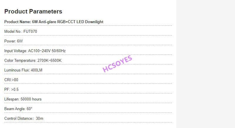 MIBOXER FUT070 FUT071 FUT072 6W 12W 18W RGB+CCT LED Downlight AC100~240V 50/60Hz Smart Phone APP / Remote / voice control