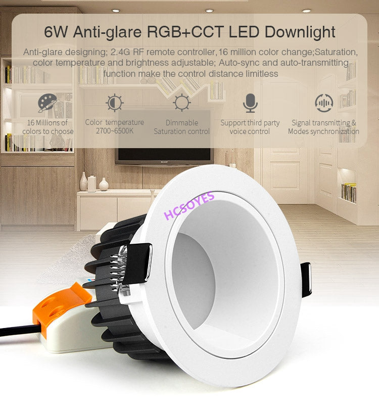 MIBOXER FUT070 FUT071 FUT072 6W 12W 18W RGB+CCT LED Downlight AC100~240V 50/60Hz Smart Phone APP / Remote / voice control