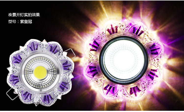 Crystal COB 3W Led Downlights Recessed Ceiling Spot Light Lamps Embedded LED Downlights Home Decoration Light