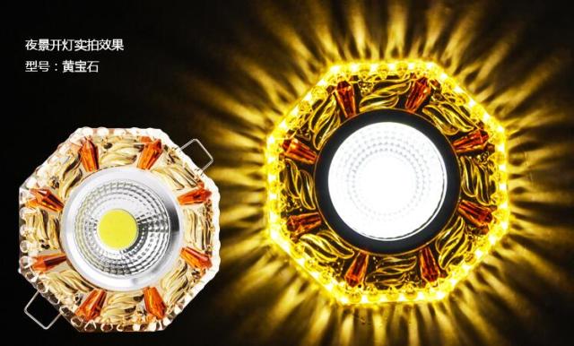 Crystal COB 3W Led Downlights Recessed Ceiling Spot Light Lamps Embedded LED Downlights Home Decoration Light
