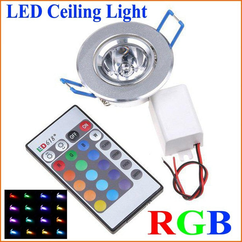 LED Light Bulbs Lamp 3W RGB 16 Colors Spot Light AC85-265V + IR Remote Control RGB LED Ceiling Downlight