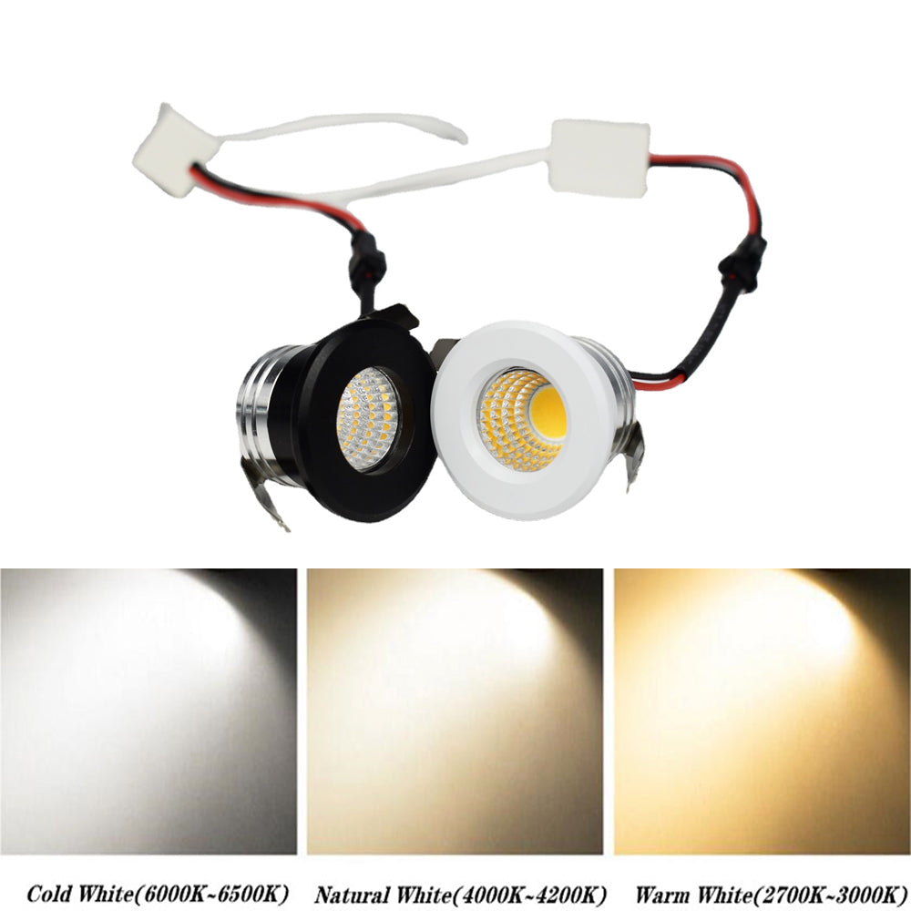 LED Mini COB Spotlight Star Ceiling Downlight 3W Cut Hole 30mm Black White Silver Body AC 110V 220V Dust-proof Anti-fog