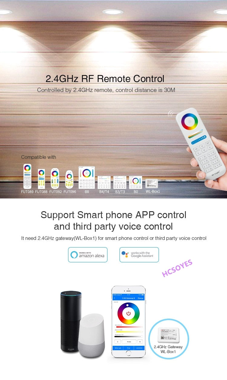 MIBOXER FUT070 FUT071 FUT072 AC100~240V 50/60Hz 6W 12W 18W RGB+CCT LED Downlight Smart Phone APP / Remote / voice control