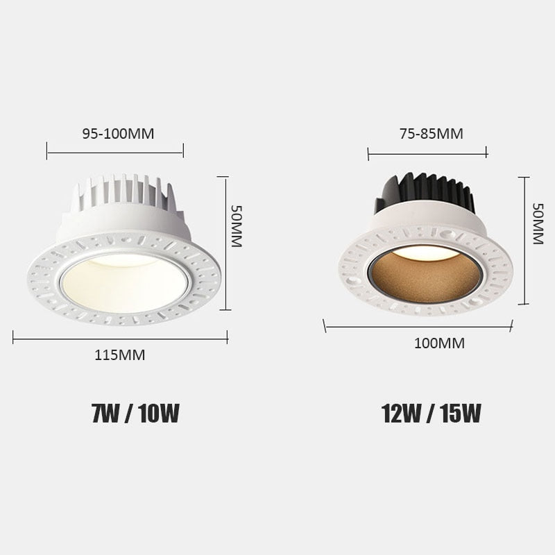LED Recessed Spot Light Borderless Downlight Living Room Spotlight 7.5CM 9.5CM Hole Downlight Minimalist Bedroom Light