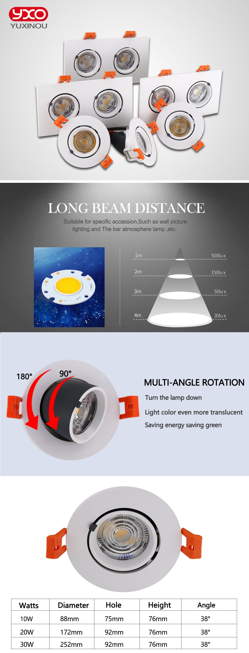 New Dimmable LED Downlight 10W 12W 15W 20W 24W AC 85-265V COB LED DownLights Dimmable COB Spot Recessed Down light Light Bulb