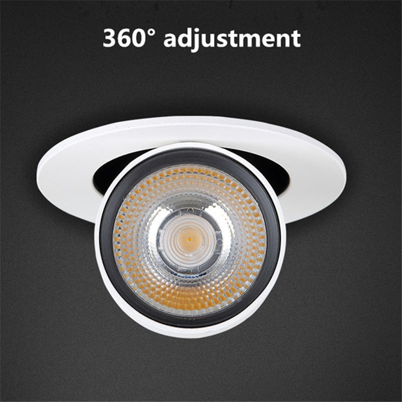 LED Recessed Spot 3W / 5W / 7W / 12W Foldable 350 ° Rotating Dimmable COB downlight Stretchable LED Spot light Indoor Lighting