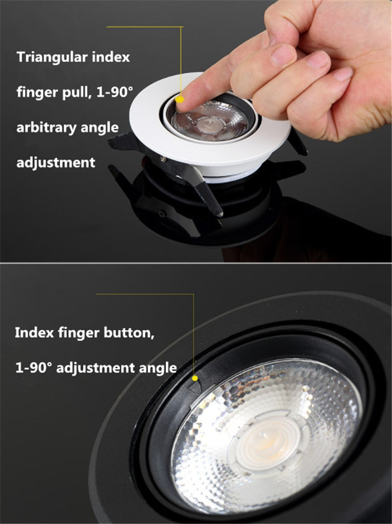 LED Recessed Spot 3W / 5W / 7W / 12W Foldable 350 ° Rotating Dimmable COB downlight Stretchable LED Spot light Indoor Lighting