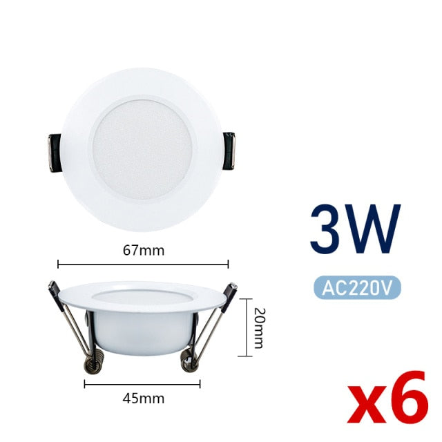 LED Downlight 3W 5W 7W 9W 12W 15W Recessed Round 6pcs/lot LED Ceiling Lamp AC 220V 240V Indoor Lighting Warm White Cold White
