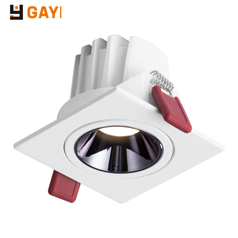 GAOYI Square LED Downlight 7W 12W 15w 20w 85-265V COB Ceiling Kitchen Living Room Indoor Angle Adjustable Anti Glare Recessed