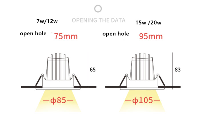GAOYI Square LED Downlight 7W 12W 15w 20w 85-265V COB Ceiling Kitchen Living Room Indoor Angle Adjustable Anti Glare Recessed