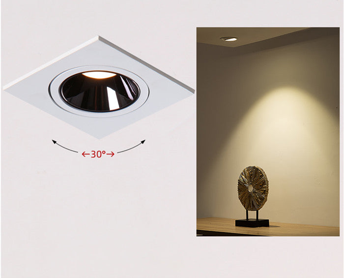 GAOYI Square LED Downlight 7W 12W 15w 20w 85-265V COB Ceiling Kitchen Living Room Indoor Angle Adjustable Anti Glare Recessed