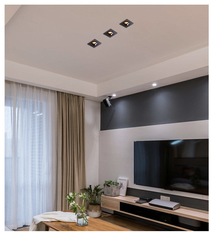 GAOYI Square LED Downlight 7W 12W 15w 20w 85-265V COB Ceiling Kitchen Living Room Indoor Angle Adjustable Anti Glare Recessed