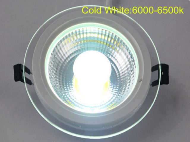 LED Downlight COB Dimmable 5W 10W 15W 25W COB LED Panel Light AC85-265V 10Pcs/lot Recessed LED Downlights Glass Down light
