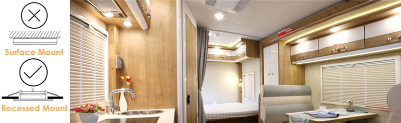 Tokili 6-Pack Recessed Downlight LED 3W Low Profile Spring Clips Mount Full Aluminium Ceiling Lamp DC12V 240LM for RV Boat House