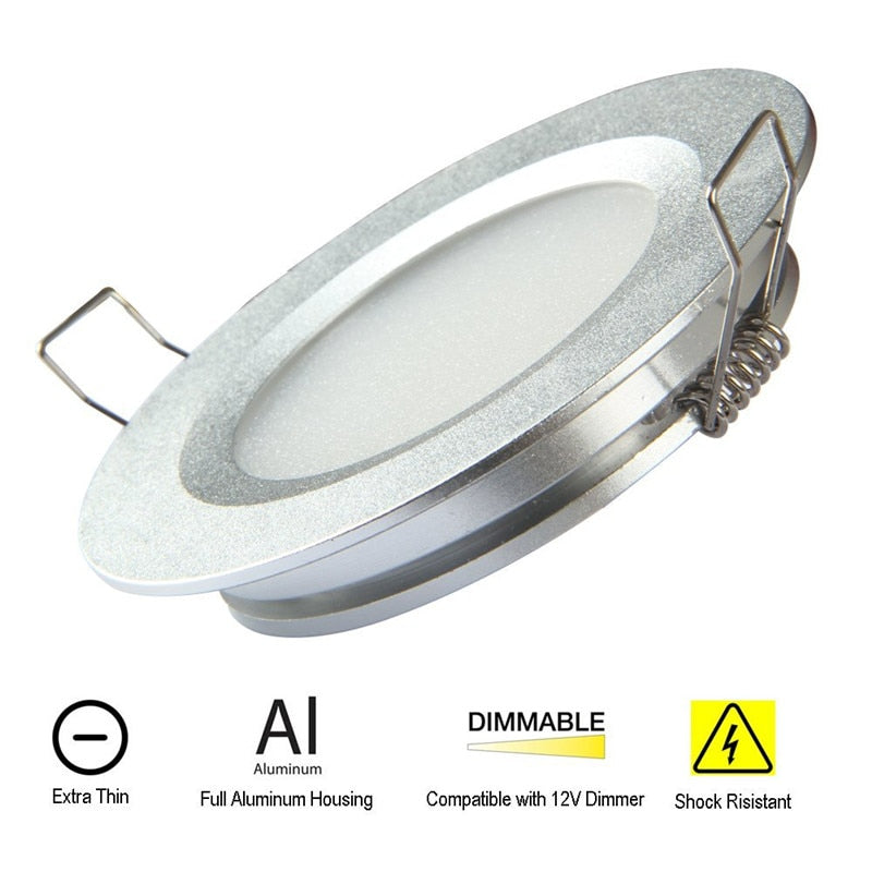 Tokili 6-Pack Recessed Downlight LED 3W Low Profile Spring Clips Mount Full Aluminium Ceiling Lamp DC12V 240LM for RV Boat House
