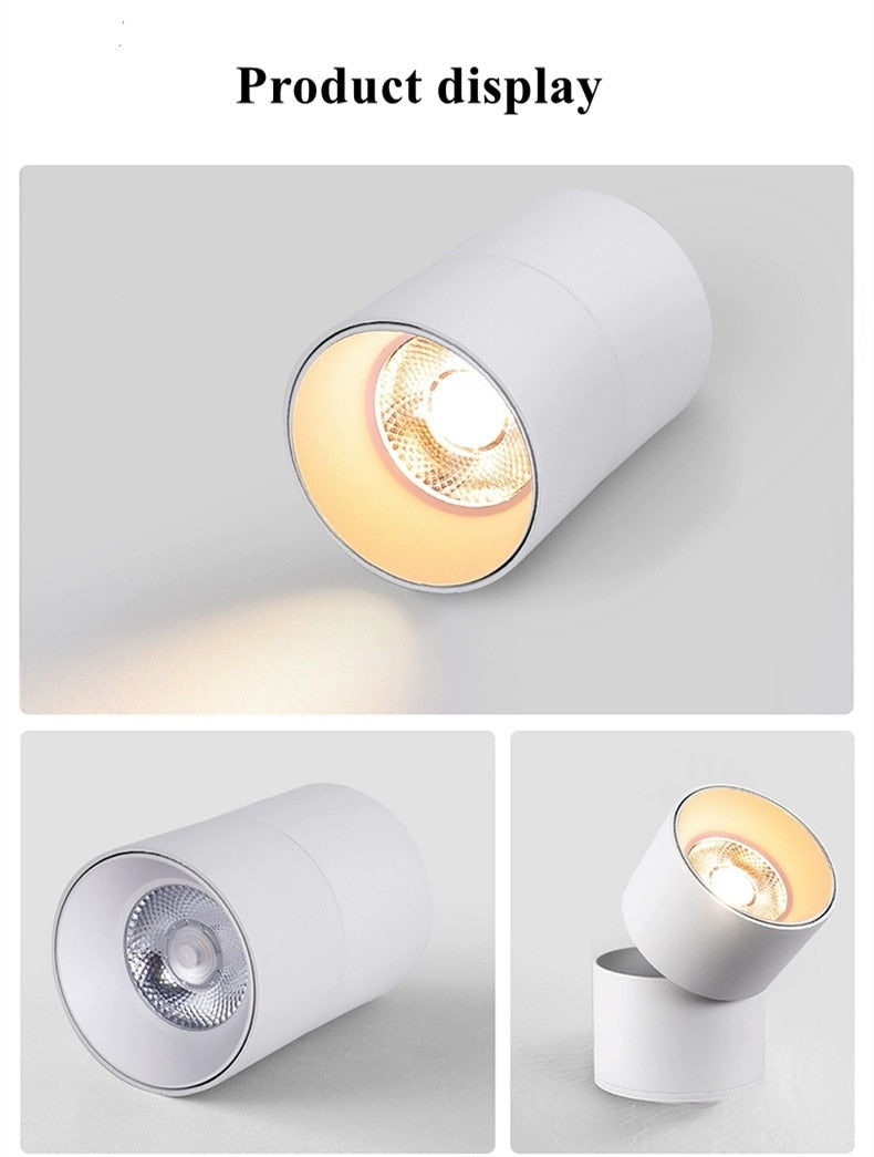 Downlights COB LED Surface Mounted LED Ceiling Lamps 7W/12W/15W/20W/30W Foldable And 360° Rotatable Background Spotlights