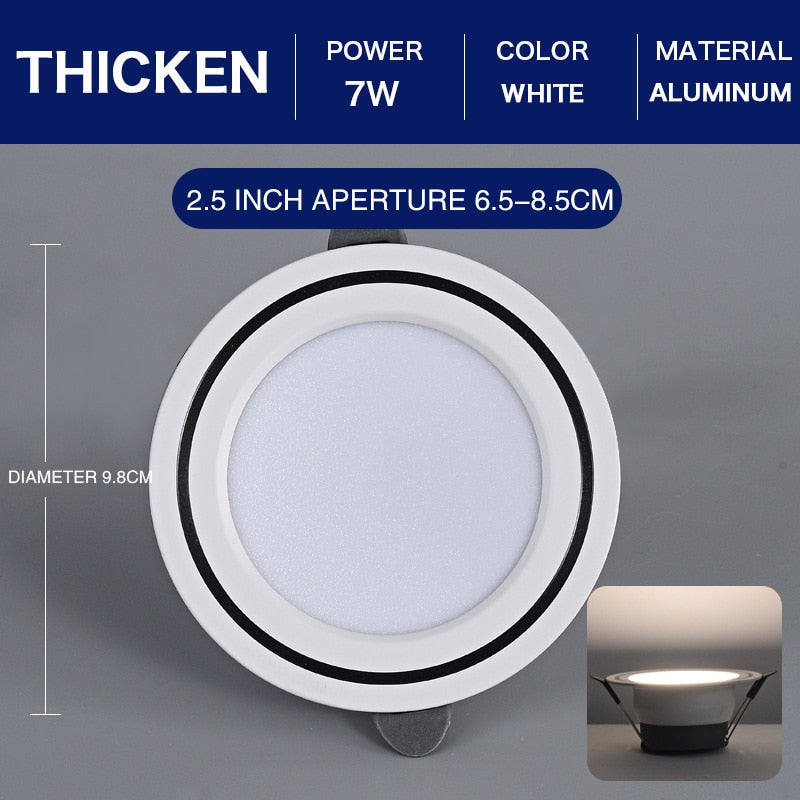 2022 Ultra-thin Embedded LED Downlight 5W 7W Dimmable AC90-260V Spot Recessed LED Ceiling Downlight Light Tri-tone Light Lamp