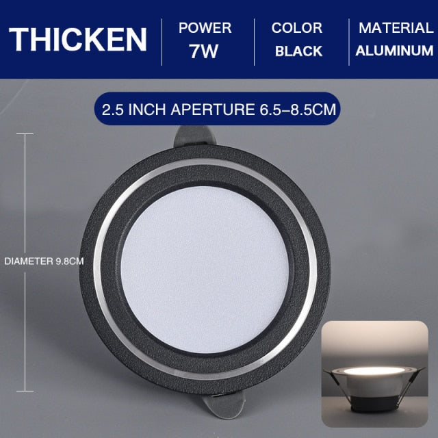 2022 Ultra-thin Embedded LED Downlight 5W 7W Dimmable AC90-260V Spot Recessed LED Ceiling Downlight Light Tri-tone Light Lamp