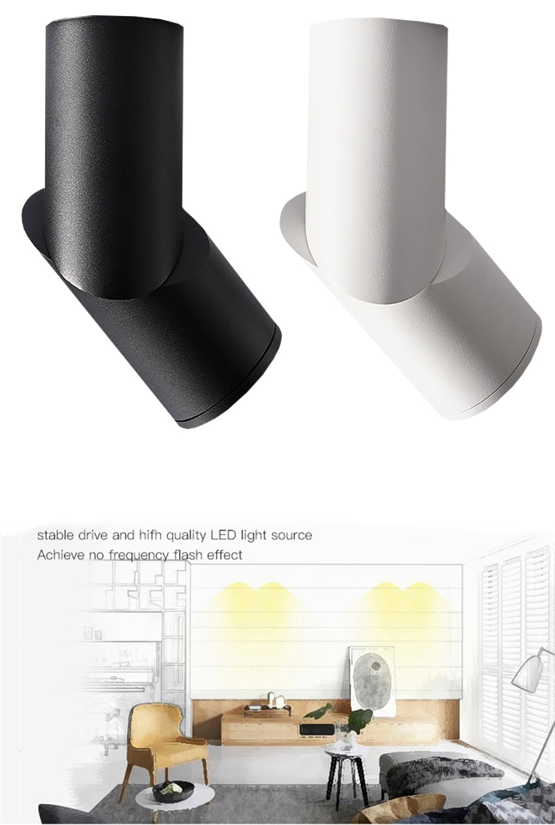 Surface mount downlight 3W 5W 7W 12W 15W, 360° rotating spotlight AC85-265V LED wall light COB downlight indoor lighting