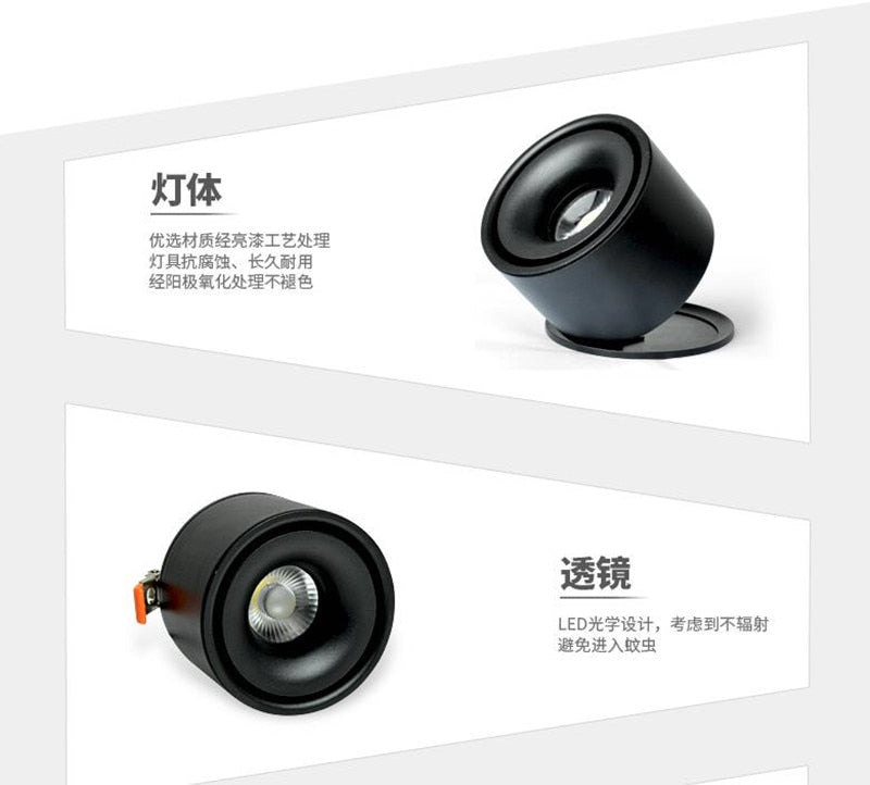 LED Downlights Recessed in Downlight LED Lighting COB 20W 15W Angle-adjustable+ AC110/220V Driver LED Dimmable 6pcs