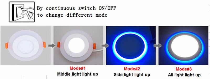LED Double Color Panel Light 9W/16W/24W Round/Square Surface Mounted Downlight lighting Led ceiling down AC85-265V