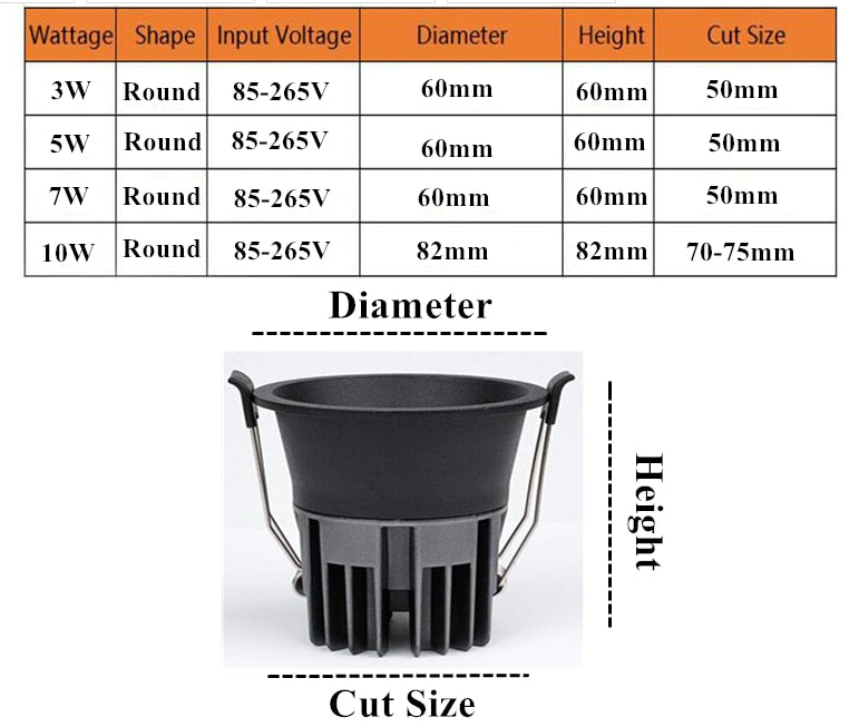 High quality Led downlight light COB Ceiling Spot Light 3w 5w 7w 10w LED ceiling recessed Lights Indoor Lighting