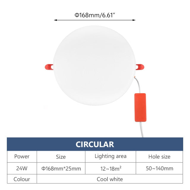 Recessed Downlight Adjustable Indoor Lighting Cool White Home Decor Bedroom Ceiling Open Hole 10W 18W 24W 36W LED Panel Lights