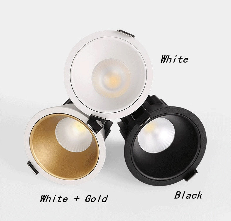Dimmable Recessed Anti-Glare COB LED Downlights 10w 4000k LED Ceiling Spot Lights AC85~265V Background Lamps Indoor Lighting