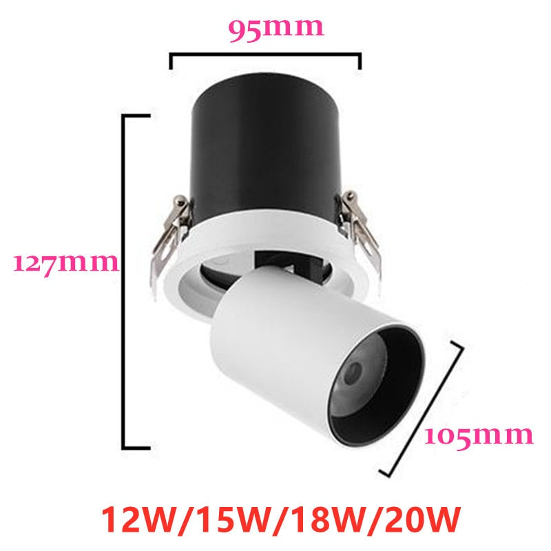 Dimmable Folding Rotating LED Downlights Epistar Chip 12W 15W 18W 20W COB Surface Mounted Ceiling Lamps Spot Lights AC85-265V