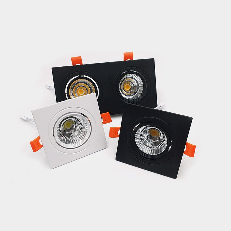 Square Recessed Dimmable COB LED Downlights 7W 9W 12W 18W 24W LED Ceiling Lamps 110~240V LED Ceiling Spot Lights Indoor Lighting
