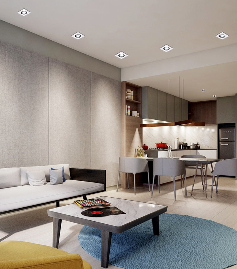 Square Recessed Dimmable COB LED Downlights 7W 9W 12W 18W 24W LED Ceiling Lamps 110~240V LED Ceiling Spot Lights Indoor Lighting