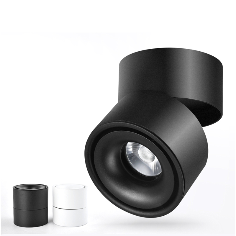 Dimmable LED Downlights Surface Mounted COB LED Spot Ceiling Lamp 9W 12W 15W 18W Foldable And 360° Rotatable Background