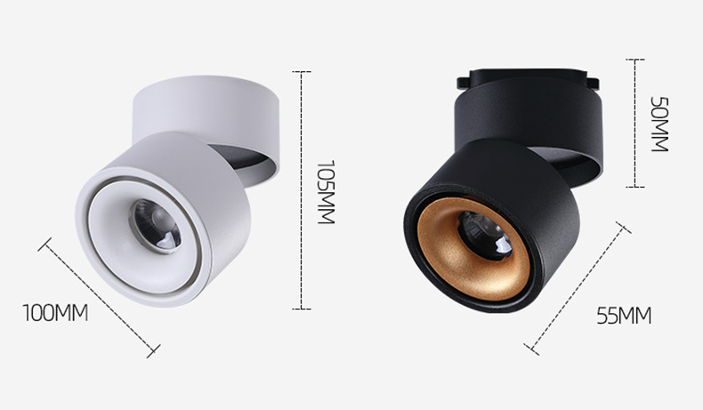 Dimmable LED Downlights Surface Mounted COB LED Spot Ceiling Lamp 9W 12W 15W 18W Foldable And 360° Rotatable Background