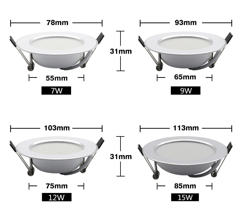 Ceiling LED Downlight AC 220V 10Pcs/lot LED Spot Light 18W 15W 12W 9W 7W Round Recessed Downlight Room For Home Decor Spotlight