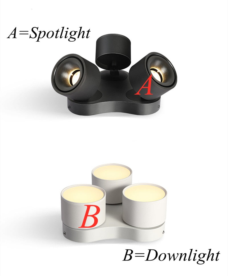 Dimmable Led Downlights Adjustable Collapsible Rotating Cob 27w 36w 48w Led Ceiling Spot Lights Ac 220v Lamps For Room Foyer