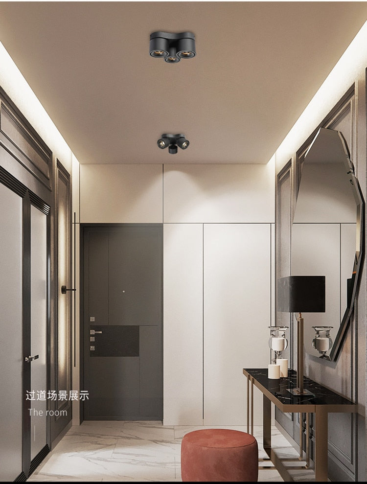 Dimmable Led Downlights Adjustable Collapsible Rotating Cob 27w 36w 48w Led Ceiling Spot Lights Ac 220v Lamps For Room Foyer